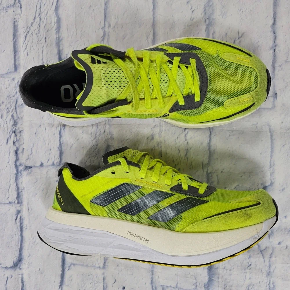 Adidas Adizero Boston 11 Running Shoes Mens 9 Solar Yellow Night Metallic GX6650